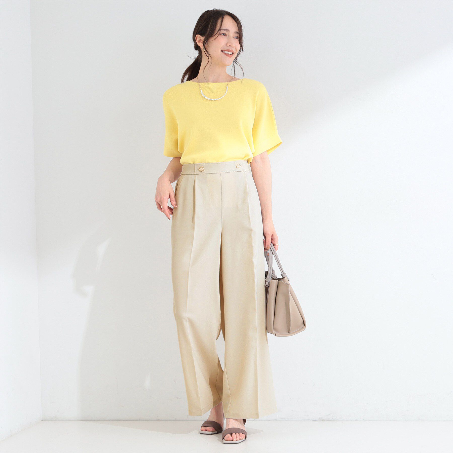 SHOO･LA･RUE「【着丈選べる/洗濯後しわになりにくい/S-LL】大人の上品シルエット センタープレスタックワイドパン」|その他|