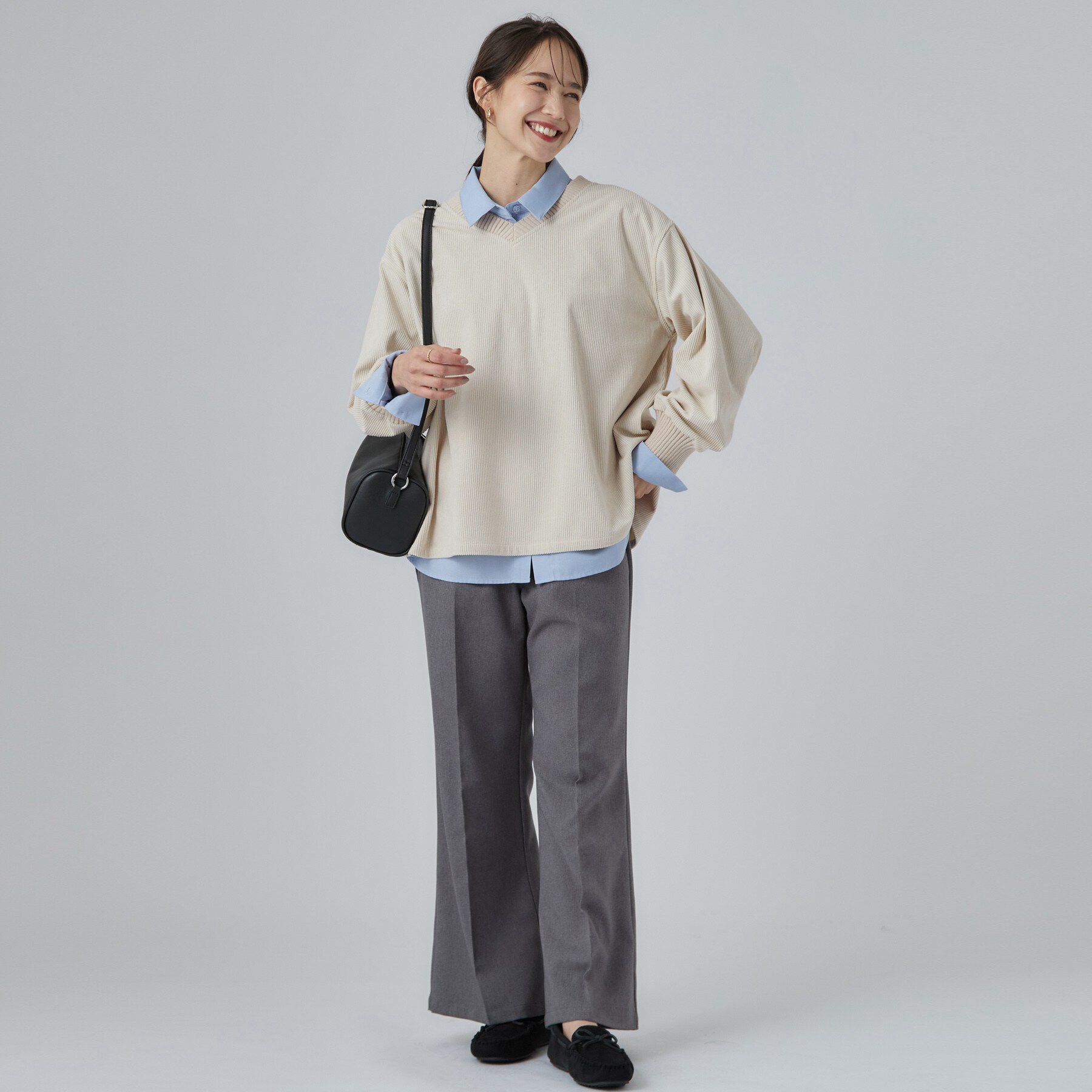 SHOO･LA･RUE「【S-LL/洗濯機可/前後2WAY】大人カジュアルにきまる コーデュロイトップス」|Tシャツ・カットソー|
