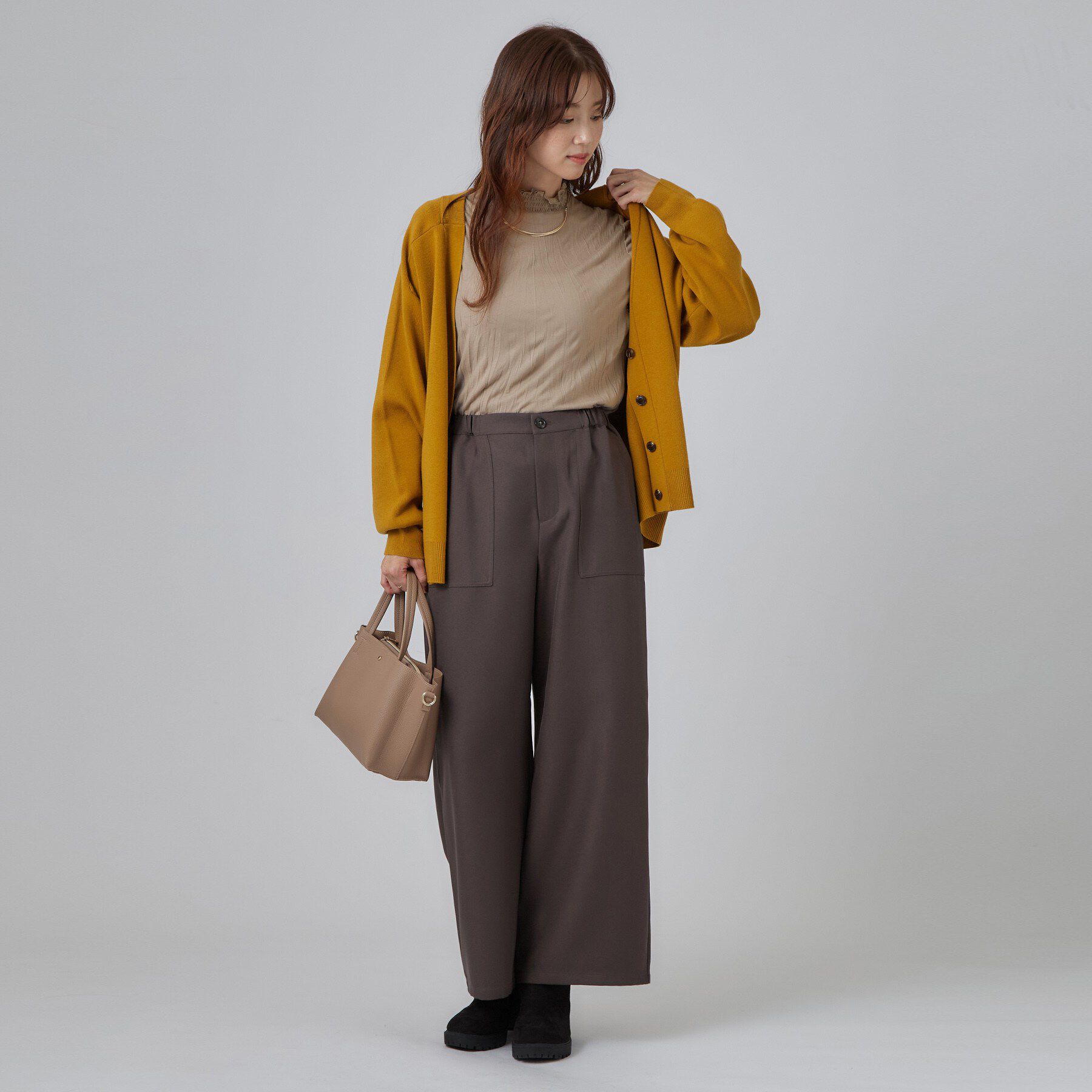 SHOO･LA･RUE「【S-LL】ワッシャー加工で抜け感を シャーリングハイネックインナー」|Tシャツ・カットソー|