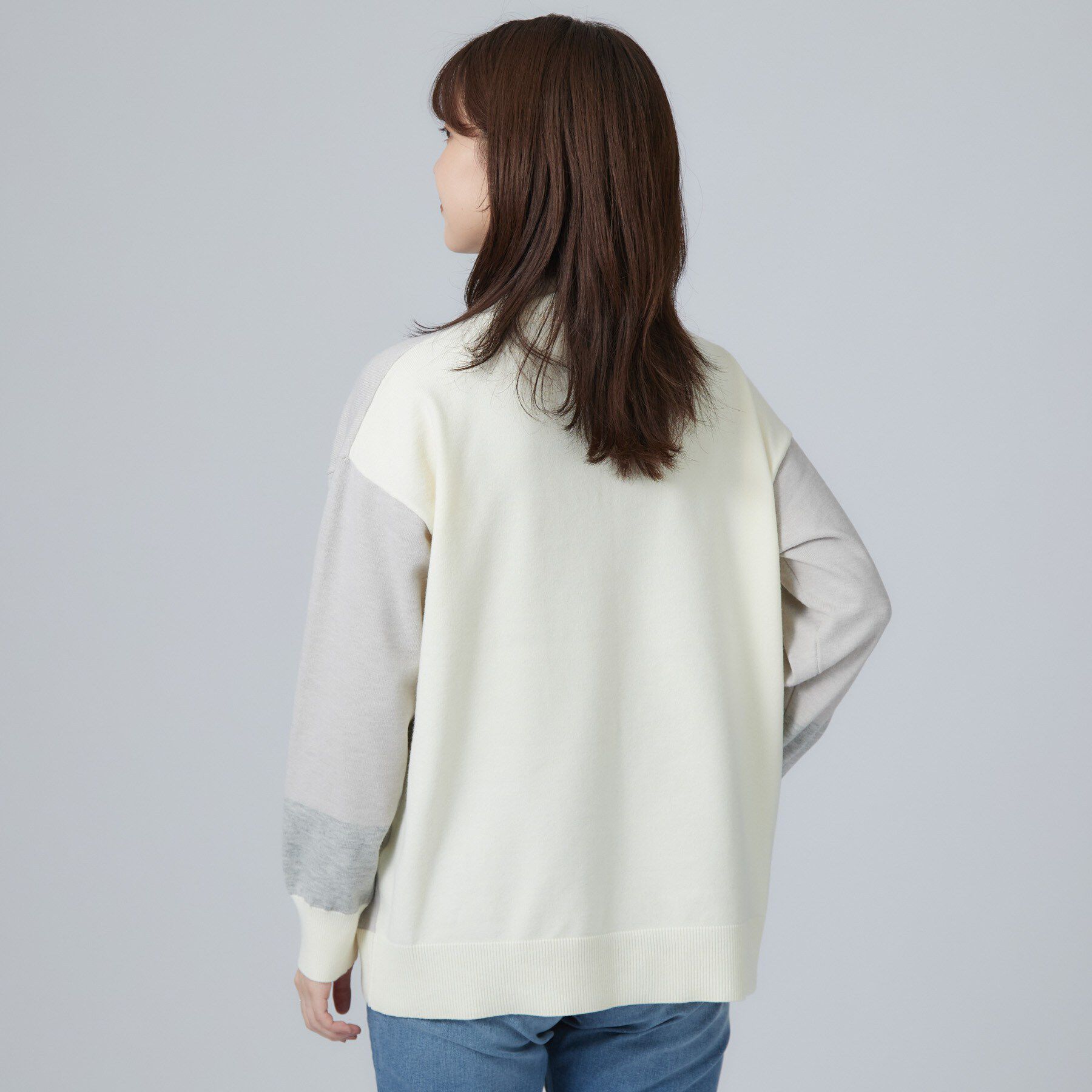 SHOO･LA･RUE「【S-LL/洗濯機可】1枚でサマになるカラーブロッキング ハイネックニット」|ニット・セーター|
