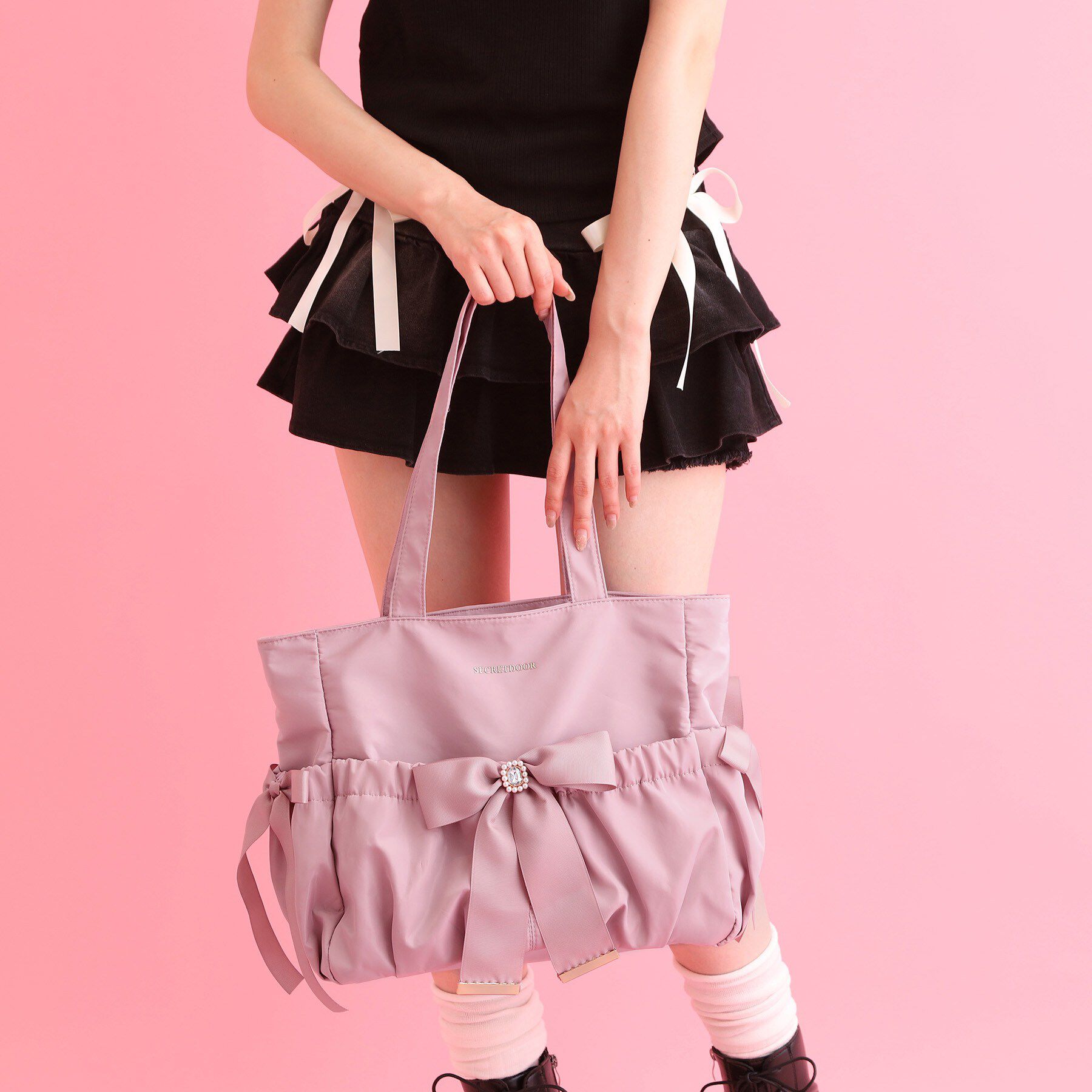Ober Tashe「【キャリーオンベルト付き】リボントートバッグ」|トートバッグ|