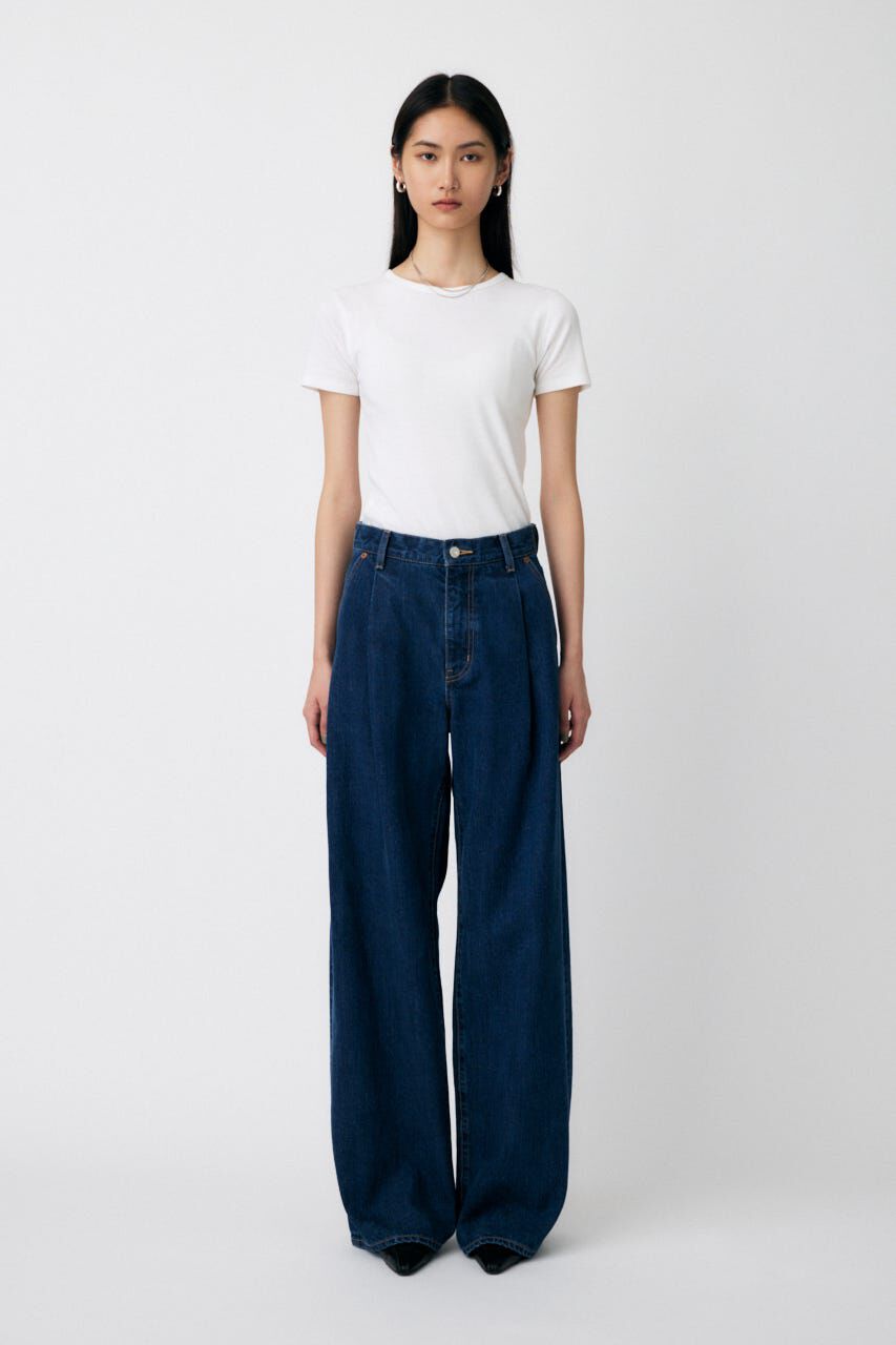 MOUSSY「TUCK WIDE ストレートデニム」|デニム|