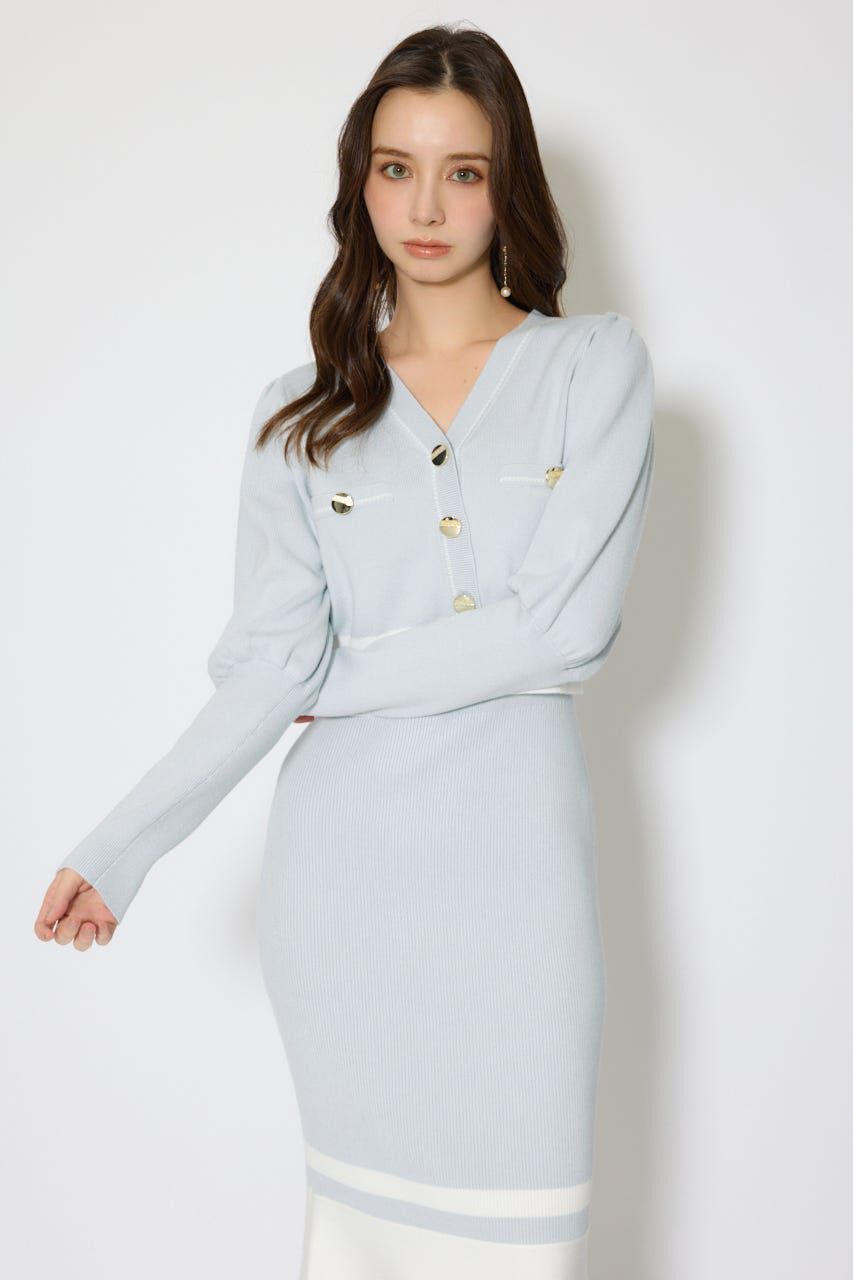 rienda「バイカラーカーデセットニットワンピース」|ワンピース|