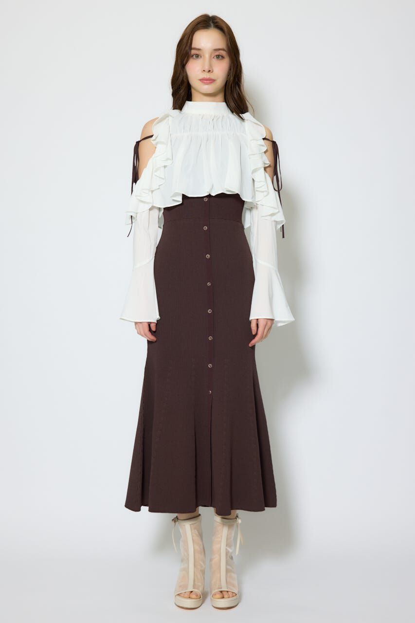 rienda「オープンショルダーフリルニットセットワンピース」|ワンピース|