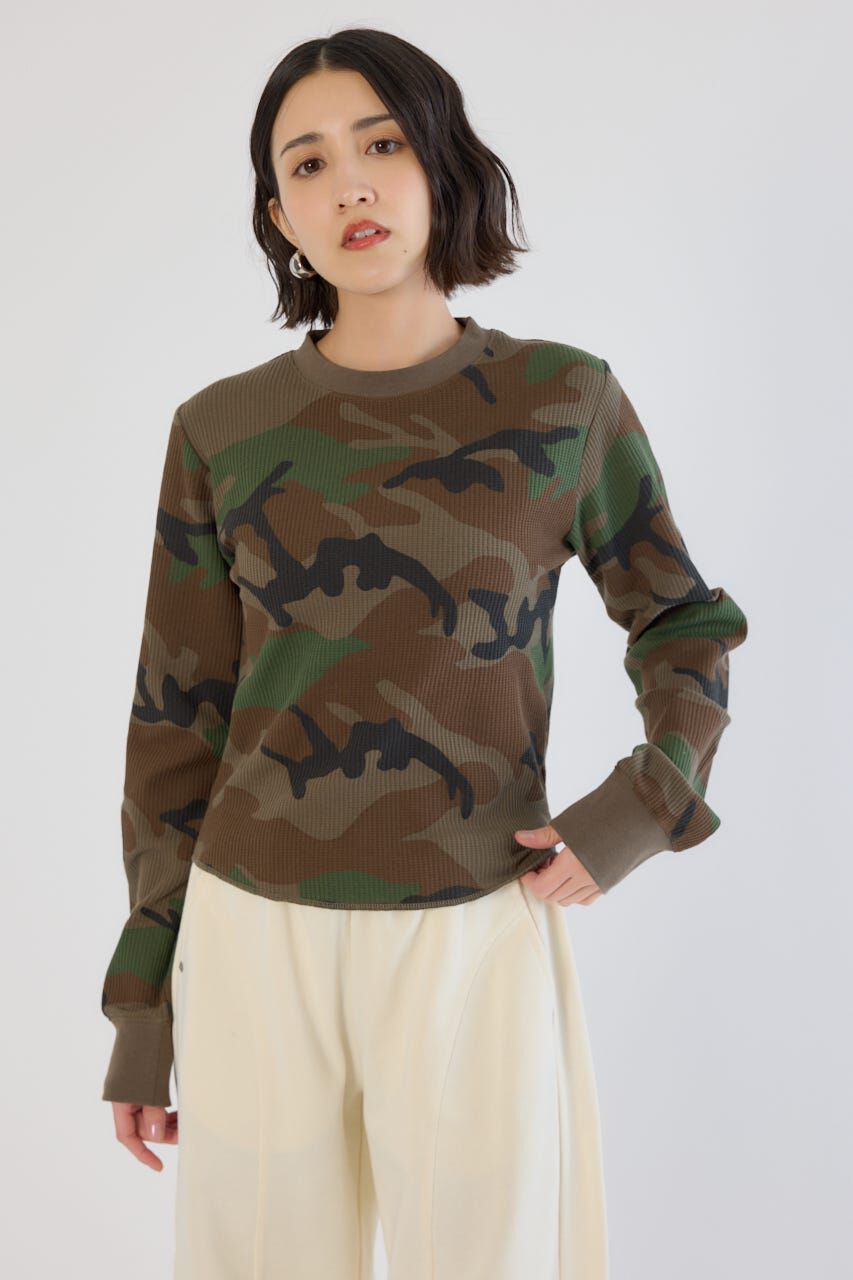 RODEO CROWNS「SHARE パターンワッフルトップス」|Tシャツ・カットソー|柄KHA5