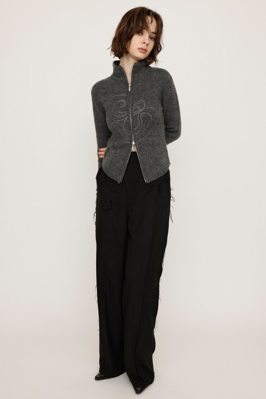 SLY「EMBROIDERY ZIP UP トップス」|ニット・セーター|