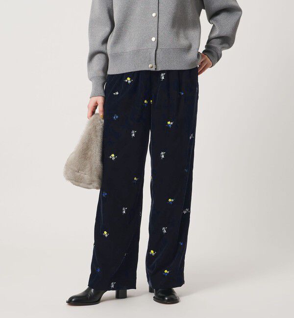 UNITED ARROWS「エンブロイダリー ベルベット イージーパンツ」|その他|