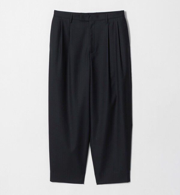 UNITED ARROWS「＜District＞ウール ストライプ 2プリーツ バレル ワイドパンツ」|チノ|NAVY