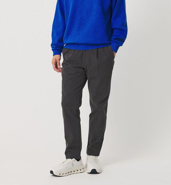 BEAUTY&YOUTH UNITED ARROWS「トリコット コーデュロイ 1プリーツ イージー パンツ NO.5 ヨコストレッチ」|チノ|DK.GRAY
