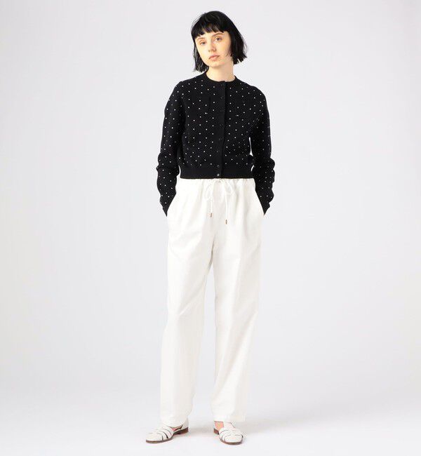 CABaN「コットンカシミヤ ドットジャカードクルーネックカーディガン」|カーディガン|