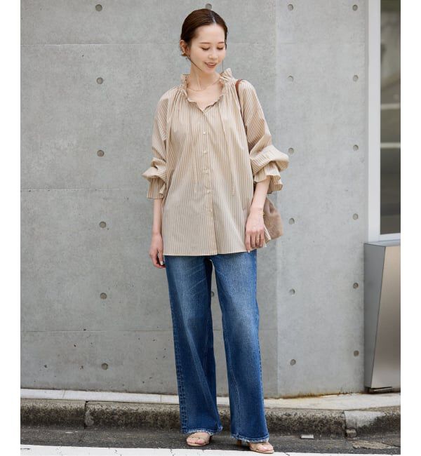 SLOBE IENA「《一部WEB・店舗限定カラーあり》タイプライターフリルカラーブラウス」|シャツ・ブラウス|