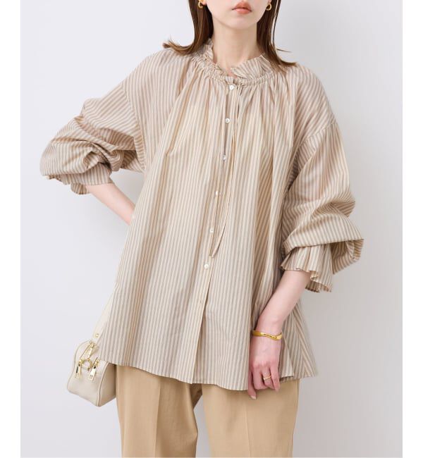 SLOBE IENA「《一部WEB・店舗限定カラーあり》タイプライターフリルカラーブラウス」|シャツ・ブラウス|