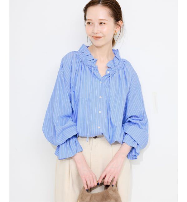SLOBE IENA「《一部WEB・店舗限定カラーあり》タイプライターフリルカラーブラウス」|シャツ・ブラウス|
