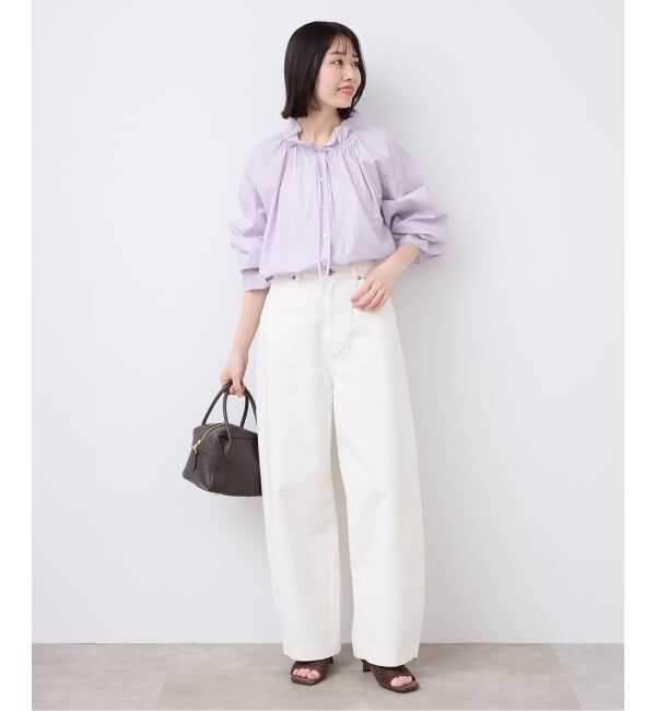 SLOBE IENA「《一部WEB・店舗限定カラーあり》タイプライターフリルカラーブラウス」|シャツ・ブラウス|