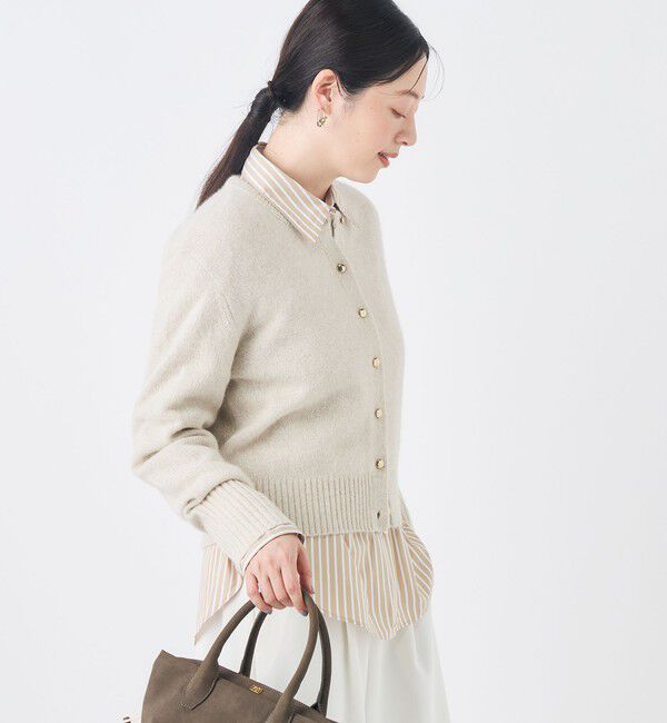 NOLLEY'S「【BECシリーズ】《手洗い可能》へアリーラメクルーネックカーディガン」|カーディガン|