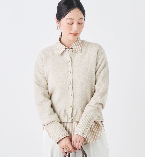 NOLLEY'S「【BECシリーズ】《手洗い可能》へアリーラメクルーネックカーディガン」|カーディガン|