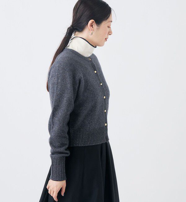 NOLLEY'S「【BECシリーズ】《手洗い可能》へアリーラメクルーネックカーディガン」|カーディガン|