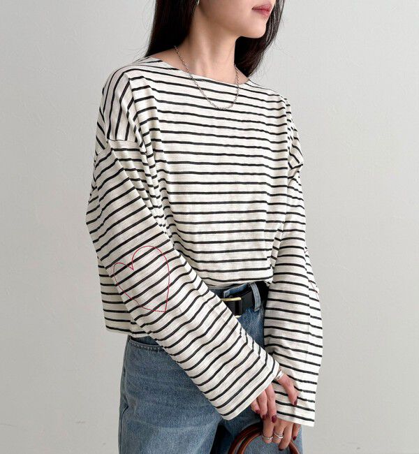 fredy emue「【人気商品の新型】ボーダーハートステッチルーズロンTシャツ」|Tシャツ・カットソー|
