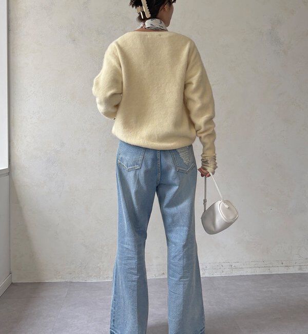  「【ふんわり柔らかな肌触り】ファーカシミヤボートネックプルオーバー」|ニット・セーター|
