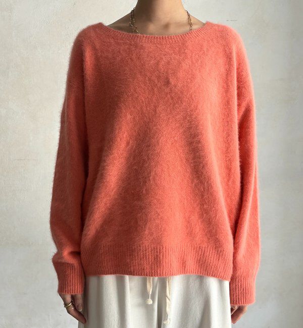  「【ふんわり柔らかな肌触り】ファーカシミヤボートネックプルオーバー」|ニット・セーター|