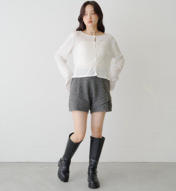  「【新色追加/前後2WAY】ラインストーンシアーカットソー　　」|Tシャツ・カットソー|