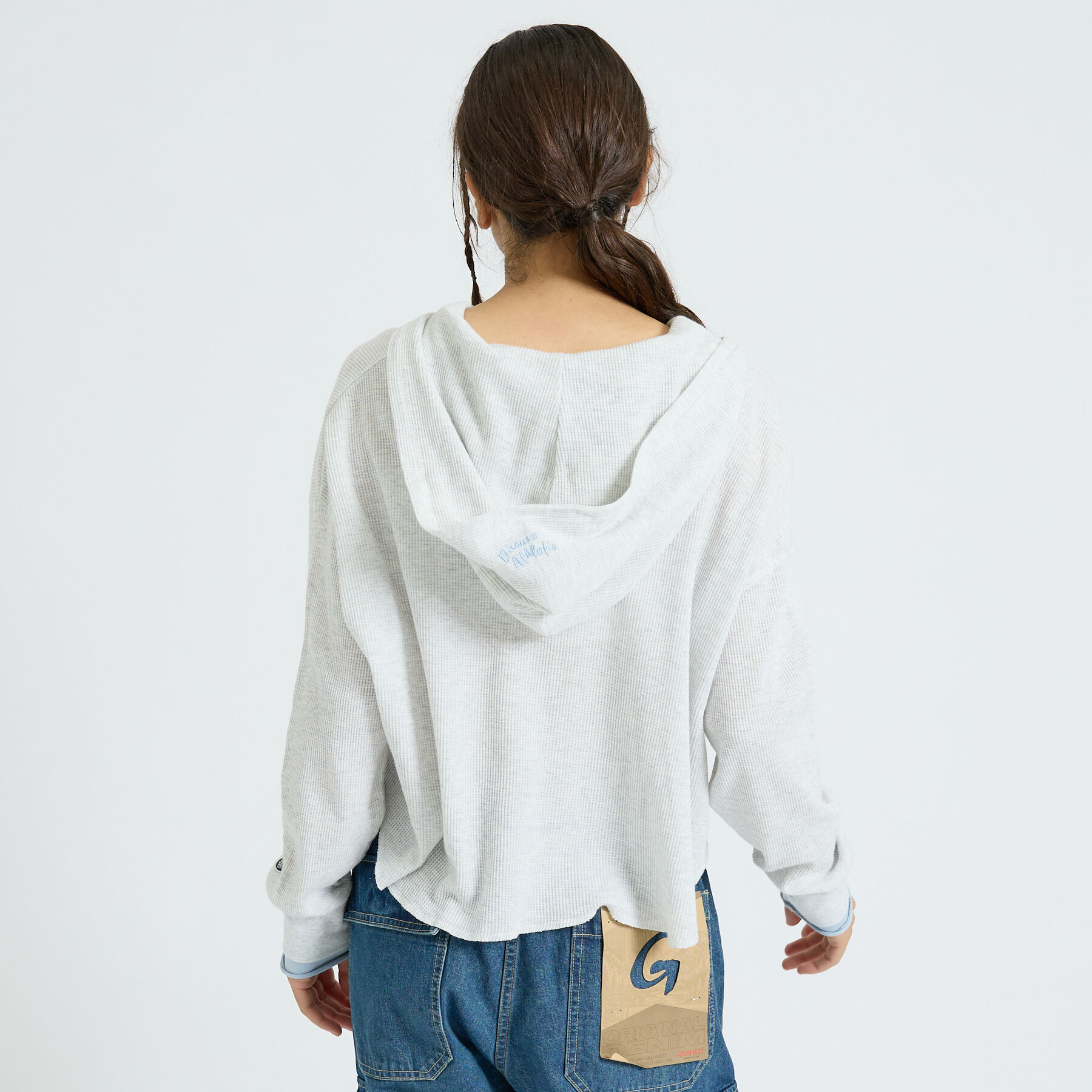 Rouge vif「【DISCUS/ディスカス】ワッフルヘンリーネックフェイクレイヤードフードロンT」|Tシャツ・カットソー|