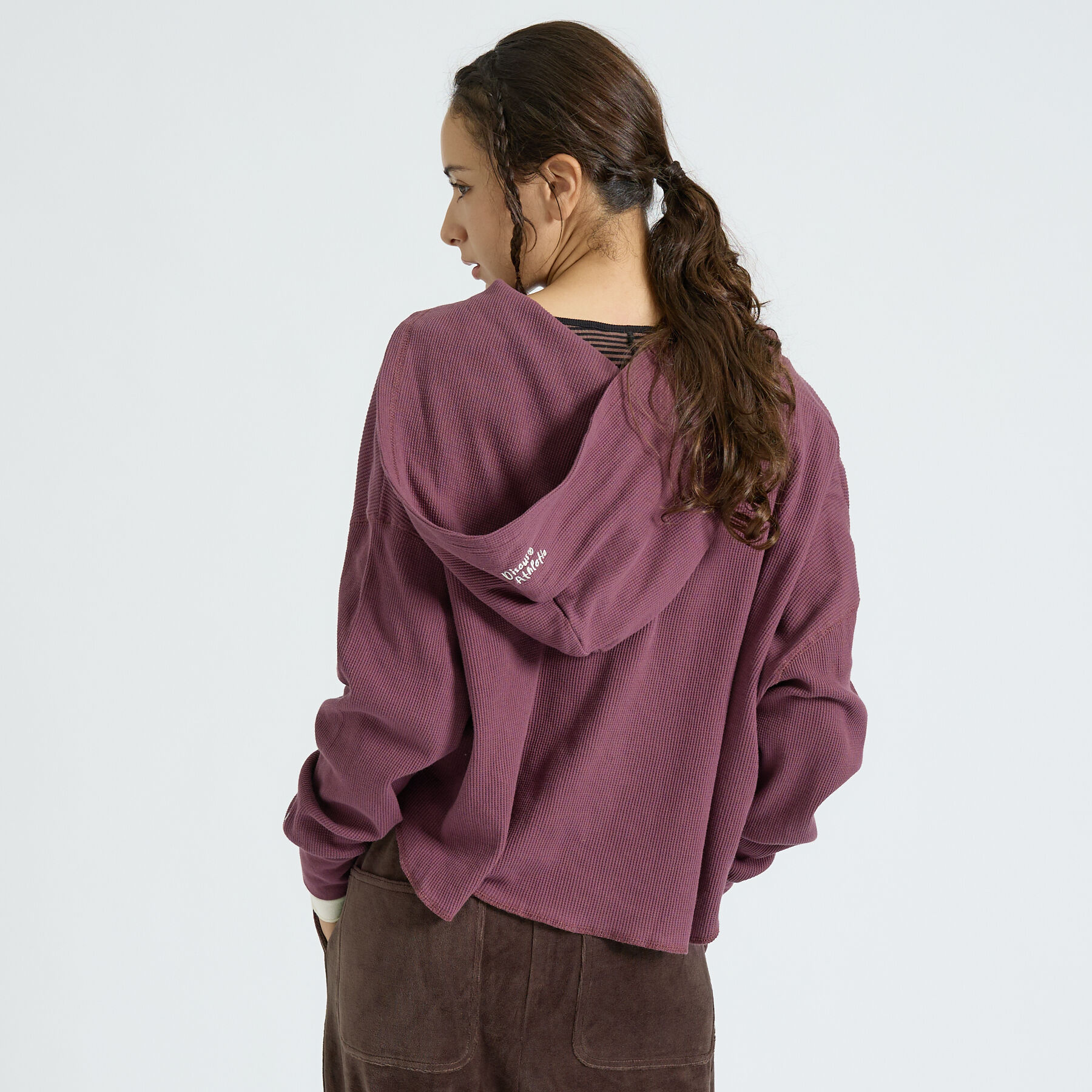 Rouge vif「【DISCUS/ディスカス】ワッフルヘンリーネックフェイクレイヤードフードロンT」|Tシャツ・カットソー|