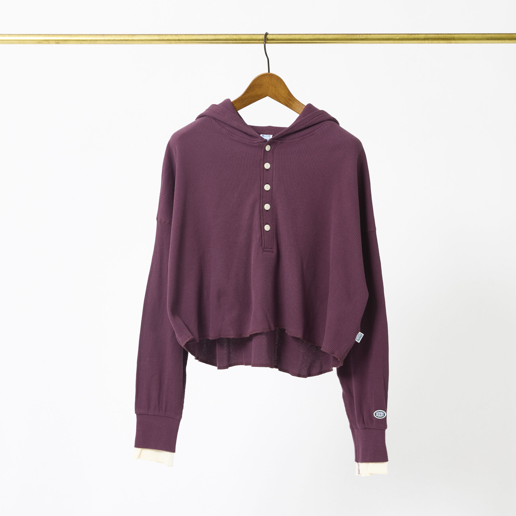 Rouge vif「【DISCUS/ディスカス】ワッフルヘンリーネックフェイクレイヤードフードロンT」|Tシャツ・カットソー|