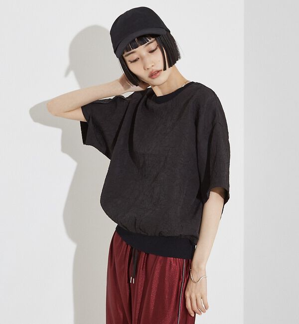 NOMINE「シワ加工 リンクル Tシャツ」|Tシャツ・カットソー|ブラック