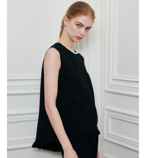 LOULOU WILLOUGHBY「【LOULOU WILLOUGHBY】パールネックレス付きフリルブラウス」|シャツ・ブラウス|