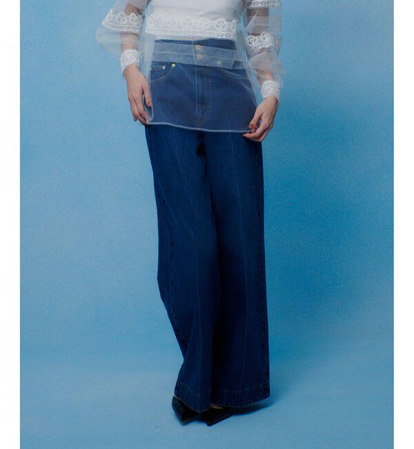 LOULOU WILLOUGHBY「【LOULOU WILLOUGHBY】ハイウエストワイドデニムパンツ」|デニム|