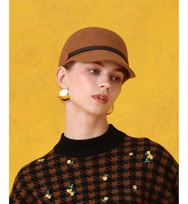 LOULOU WILLOUGHBY「フェルトキャップ」|ハット|キャメル