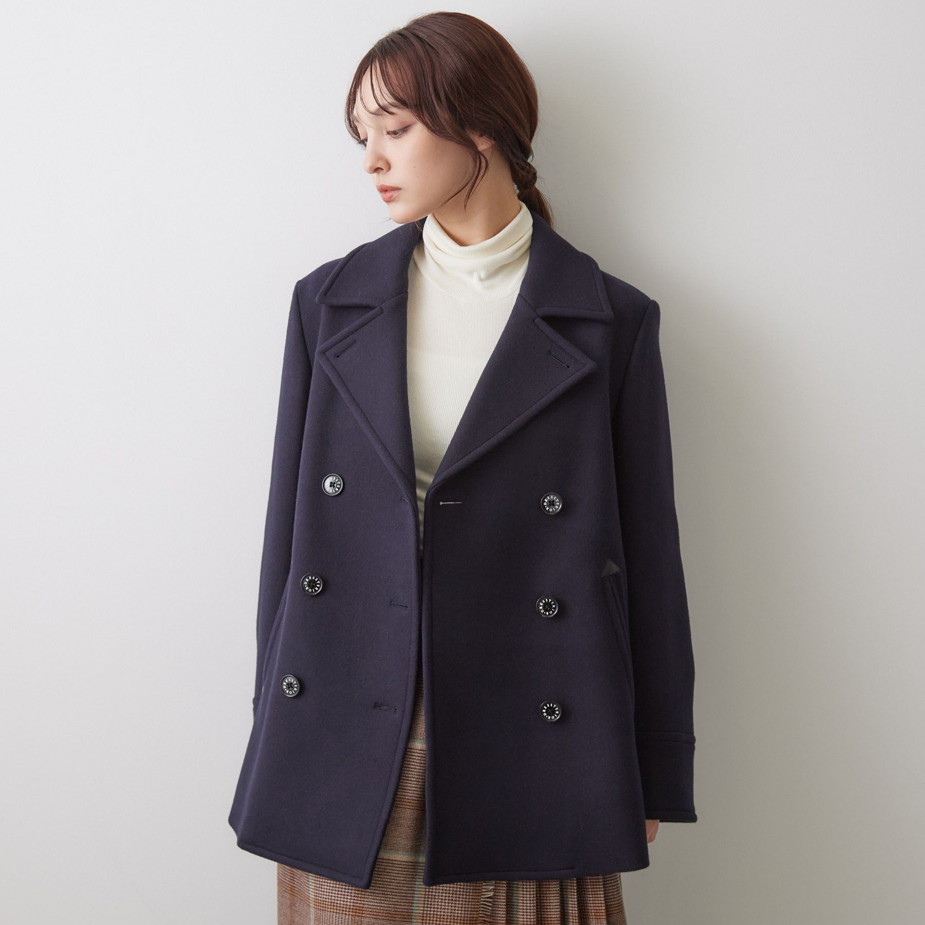 DRESSTERIOR「Super140 AラインPコート」|ピーコート|