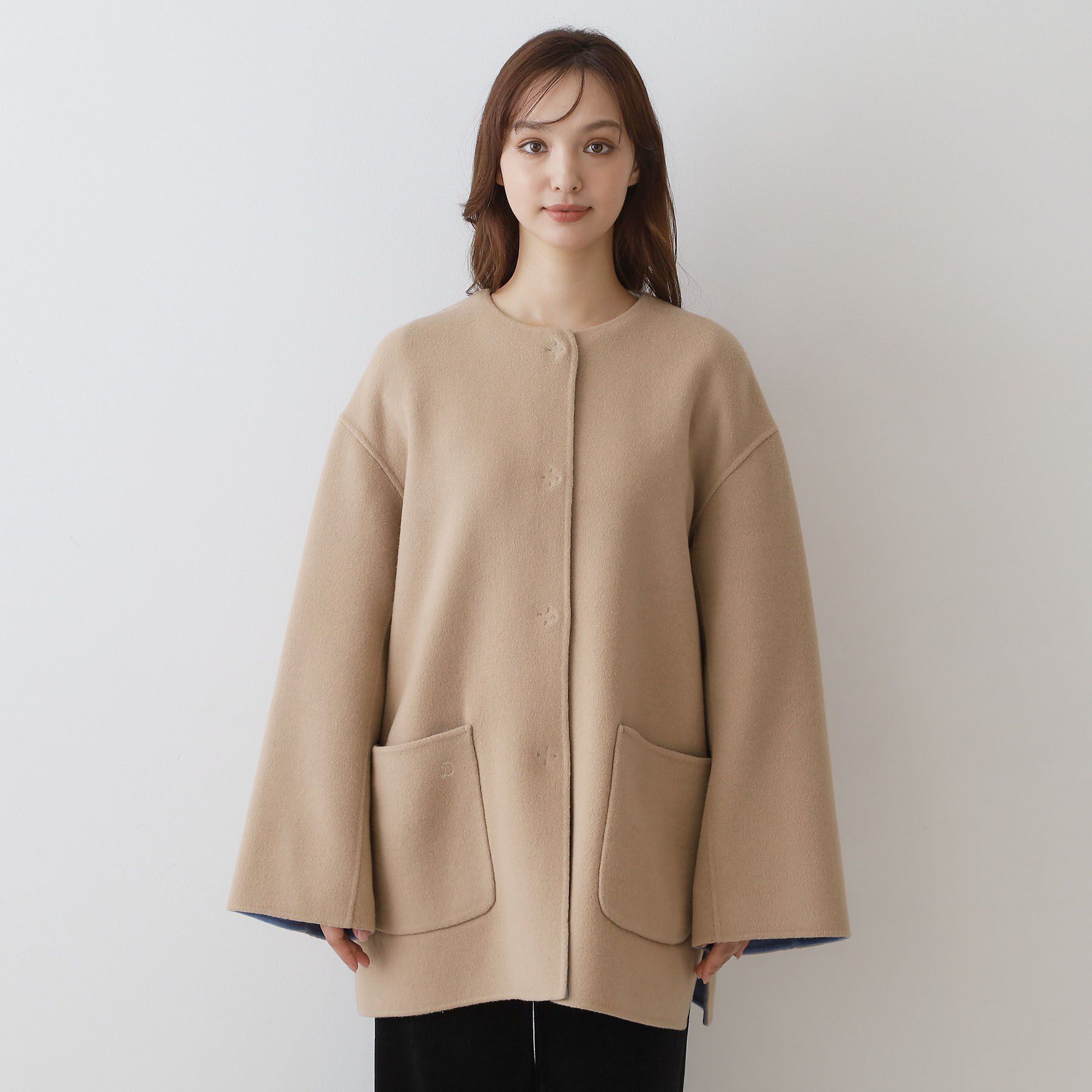 DRESSTERIOR「Super140sリバーシブルコート」|ノーカラーコート|