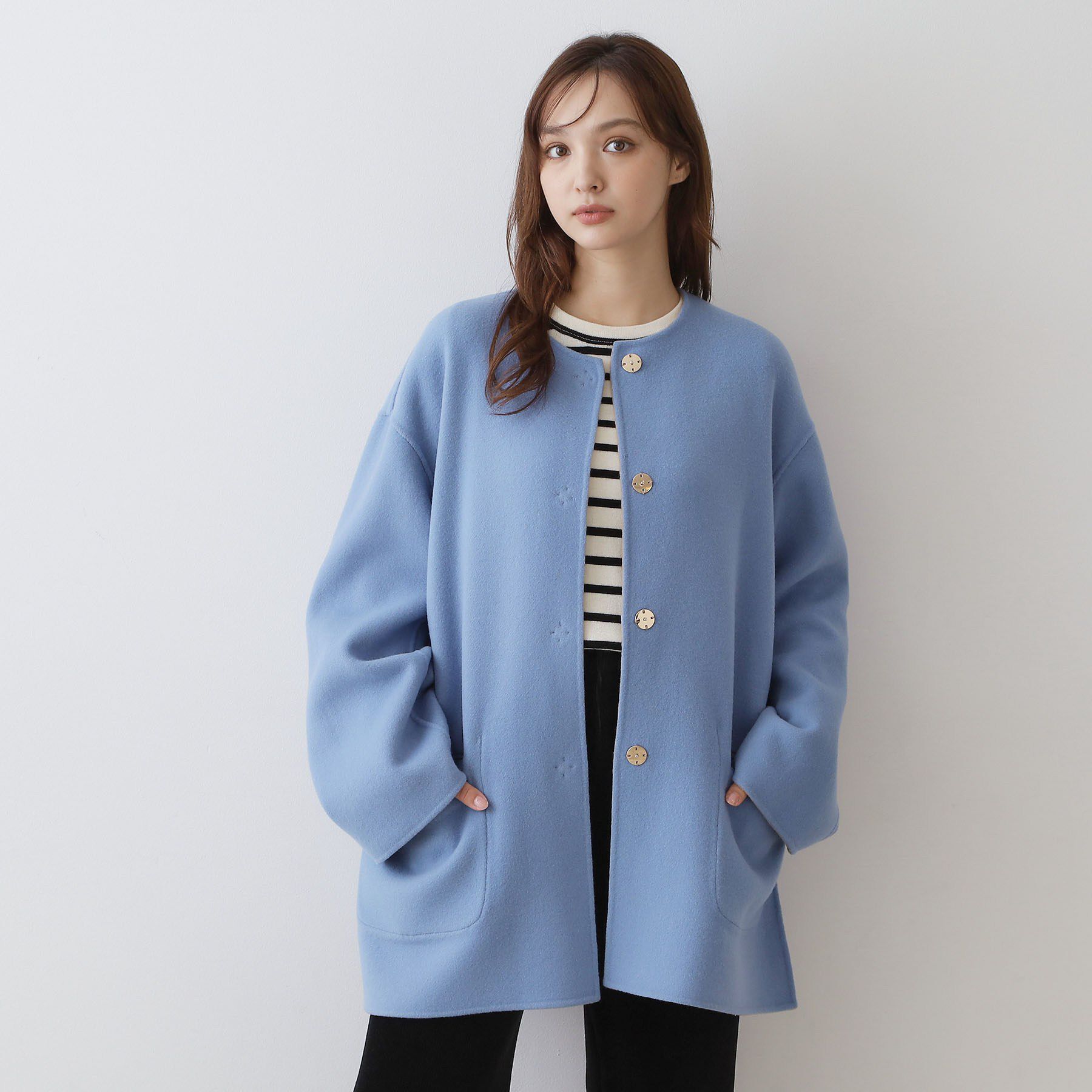 DRESSTERIOR「Super140sリバーシブルコート」|ノーカラーコート|ベージュ(550)