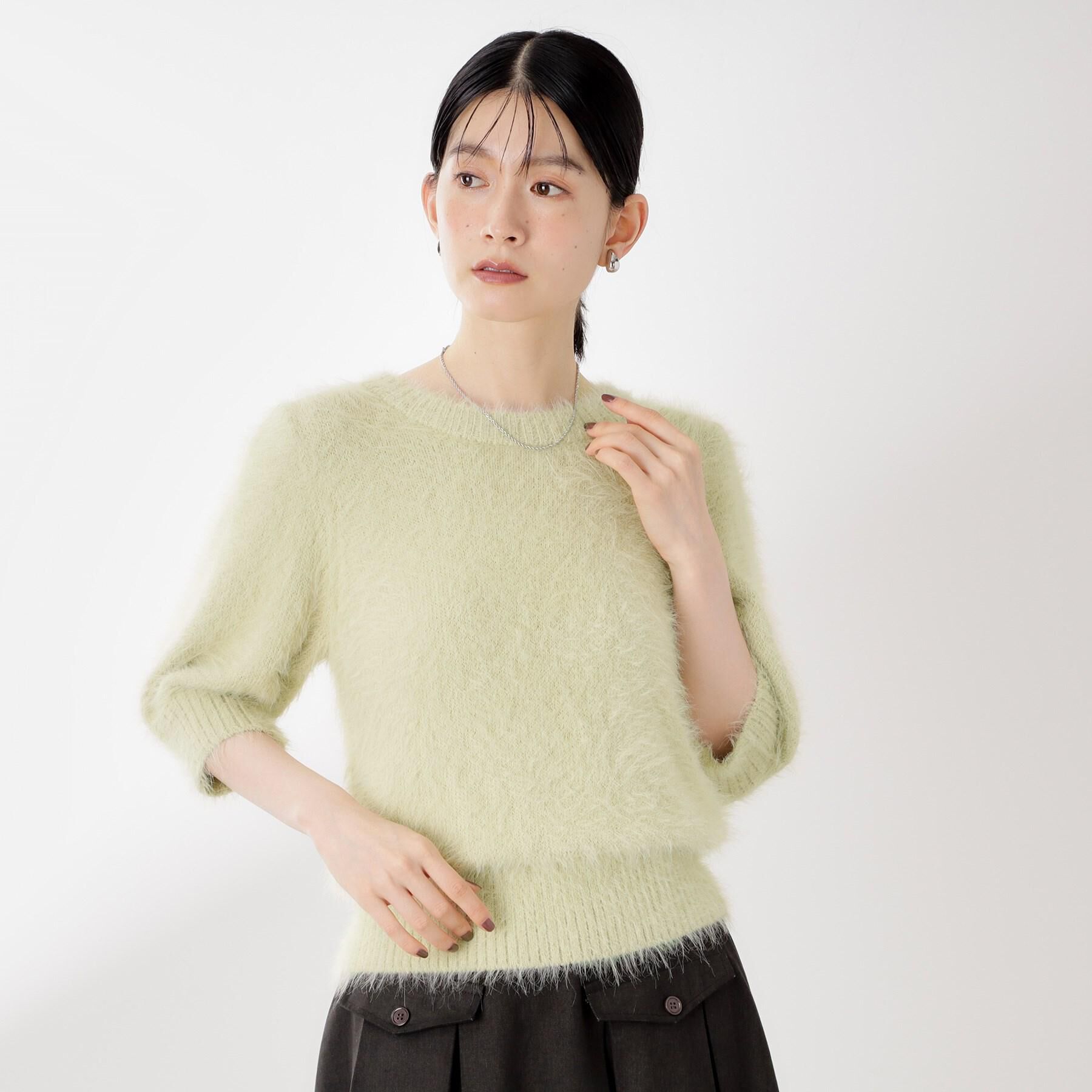 THE SHOP TK「【大人の魅力引き出す】5分袖フェザーニット/洗える」|ニット・セーター|