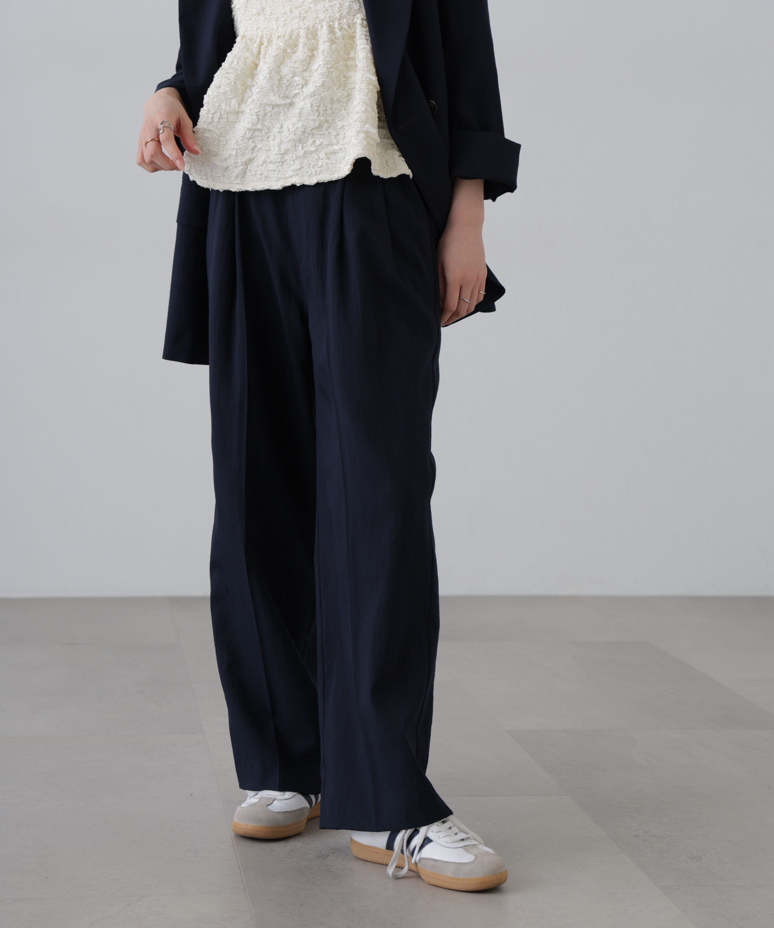  「麻調合繊タックワイドパンツ」|その他|