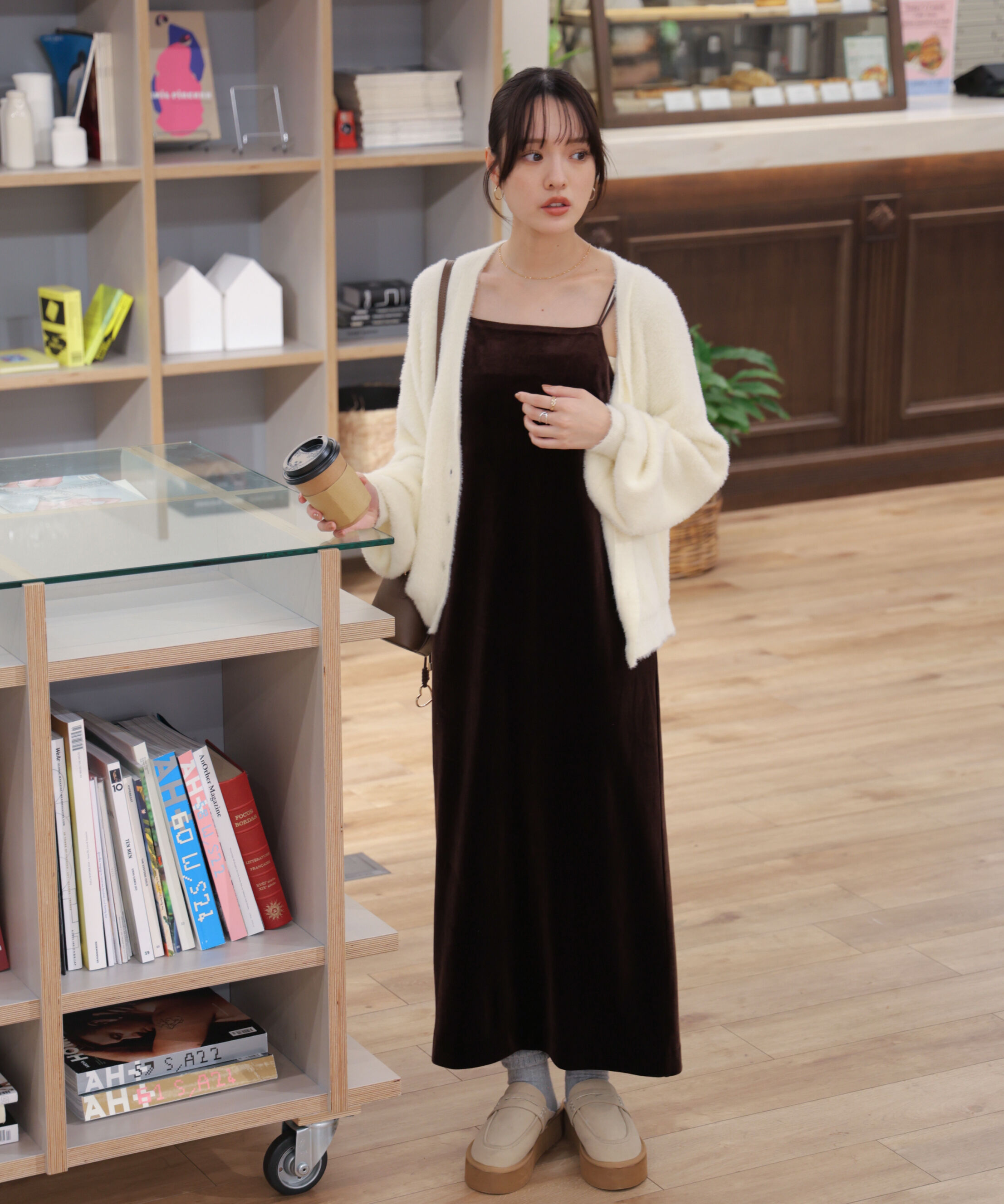  「2ストラップベロアキャミワンピース」|ワンピース|