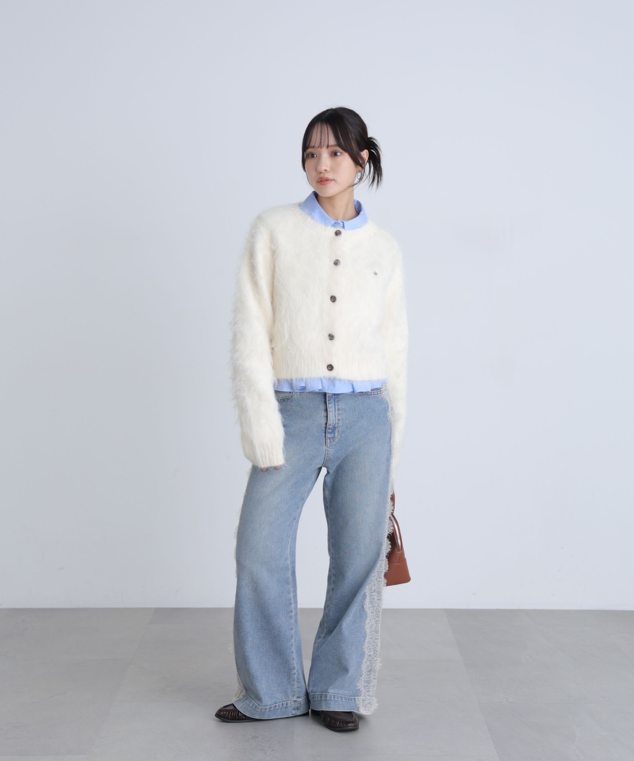  「[低身長サイズ/Sシリーズ]ベーシックワイドサイドレースデニムパンツ」|その他|