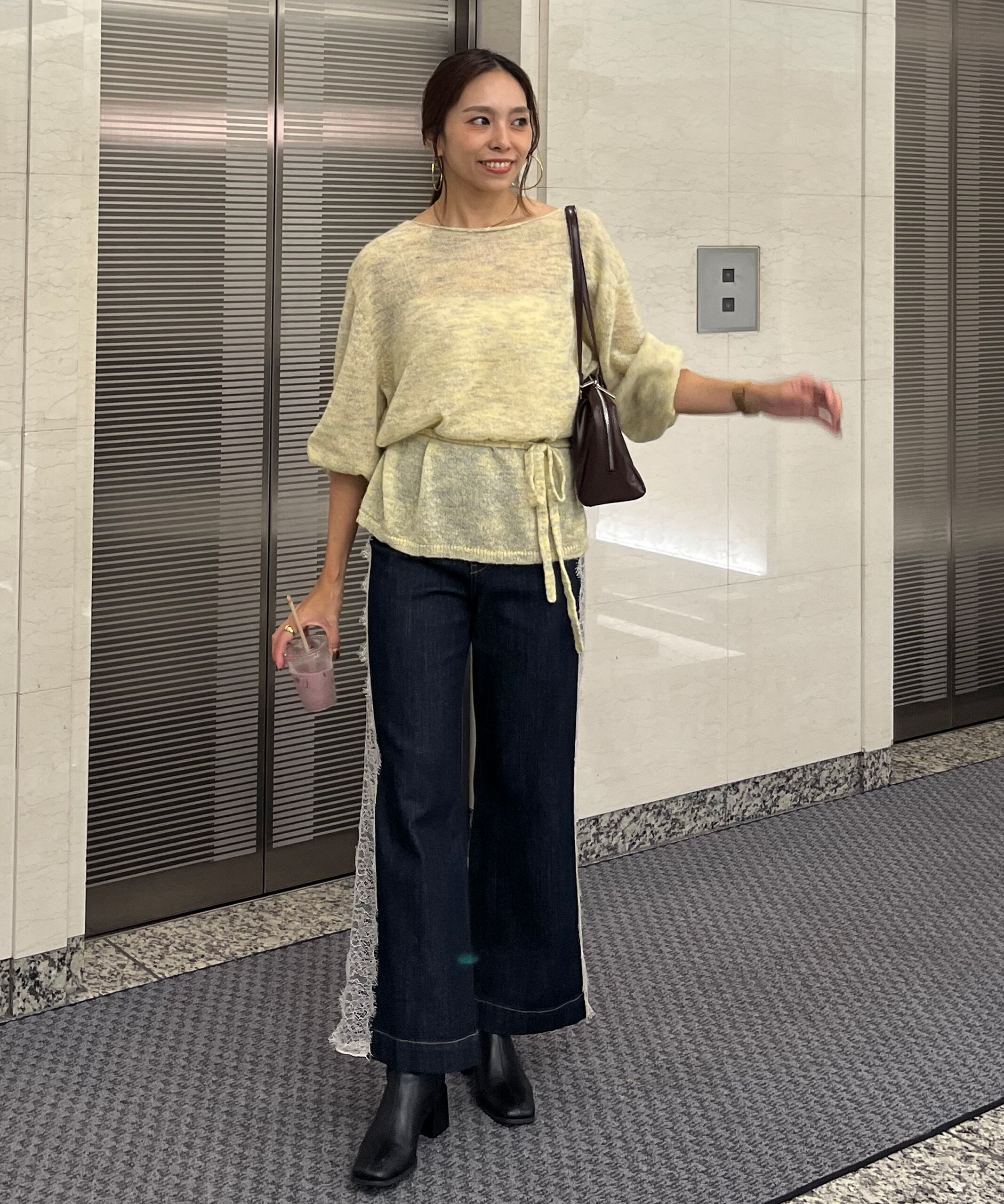  「[低身長サイズ/Sシリーズ]ベーシックワイドサイドレースデニムパンツ」|その他|