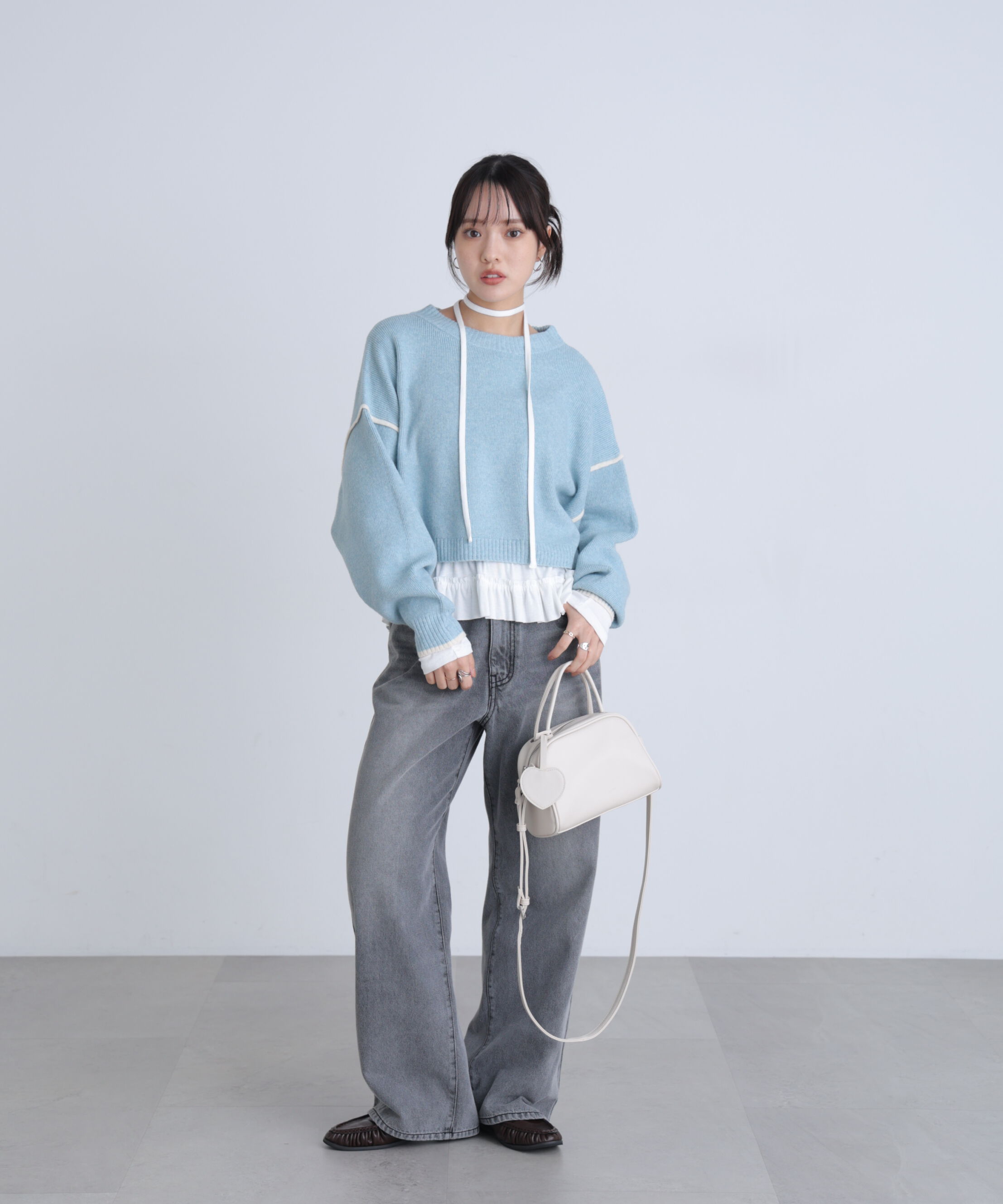  「裾フリル長袖カットソー」|Tシャツ・カットソー|