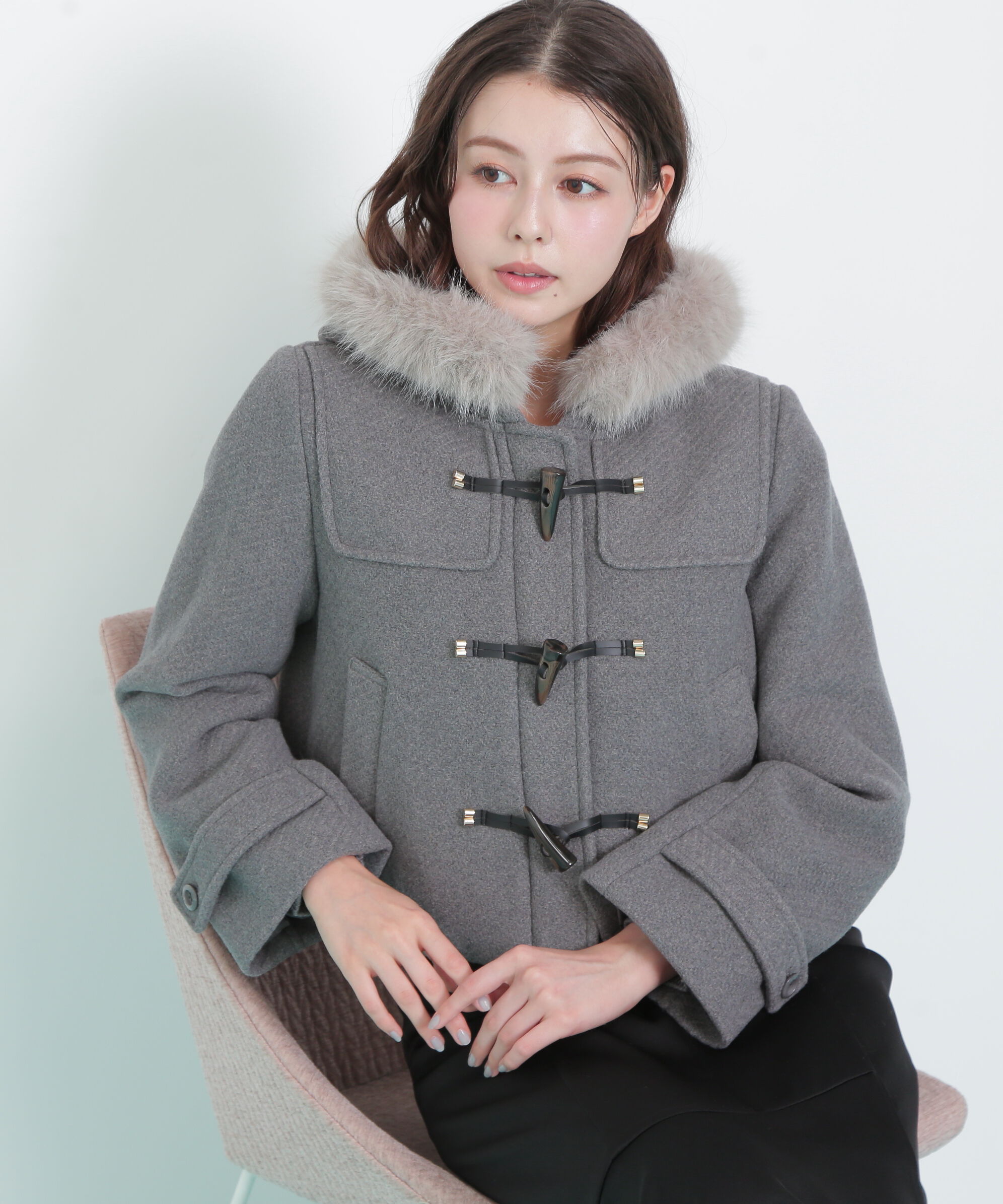  「フェイクファー付ショートダッフルコート」|その他|