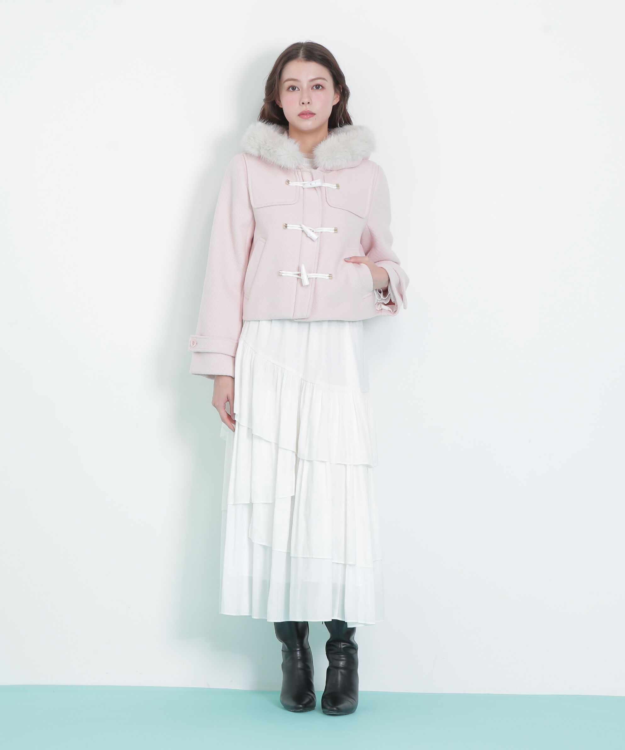  「フェイクファー付ショートダッフルコート」|その他|