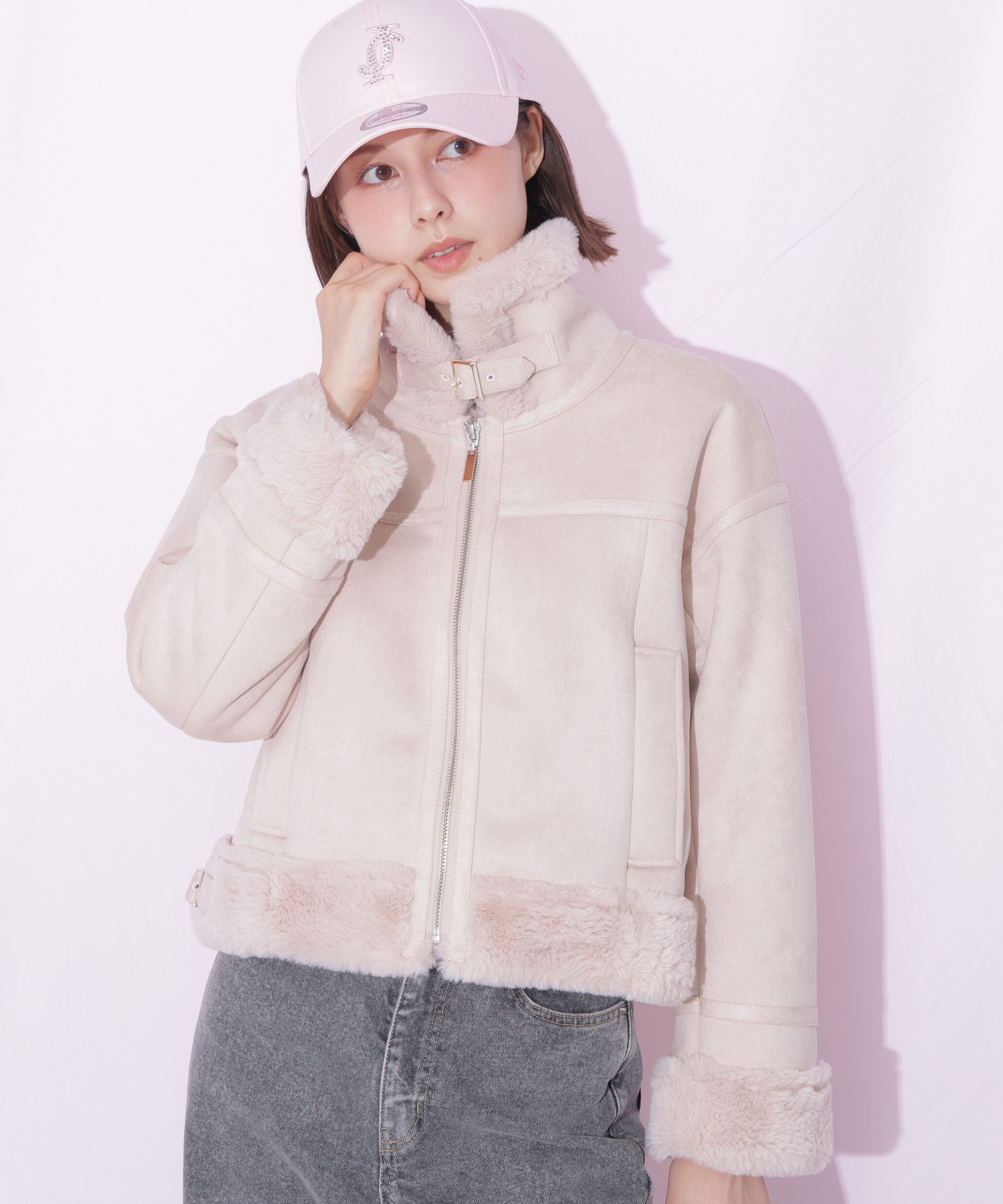  「フェイクムートンフライトジャケット 26AW」|その他|ピンク