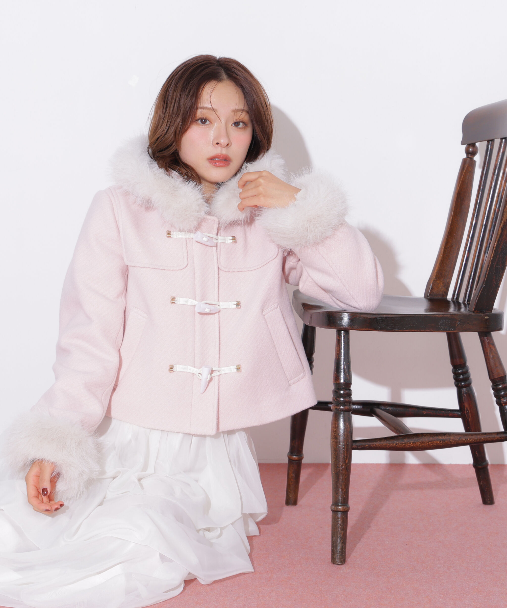  「フェイクファー付きショートダッフルコート 26AW」|その他|