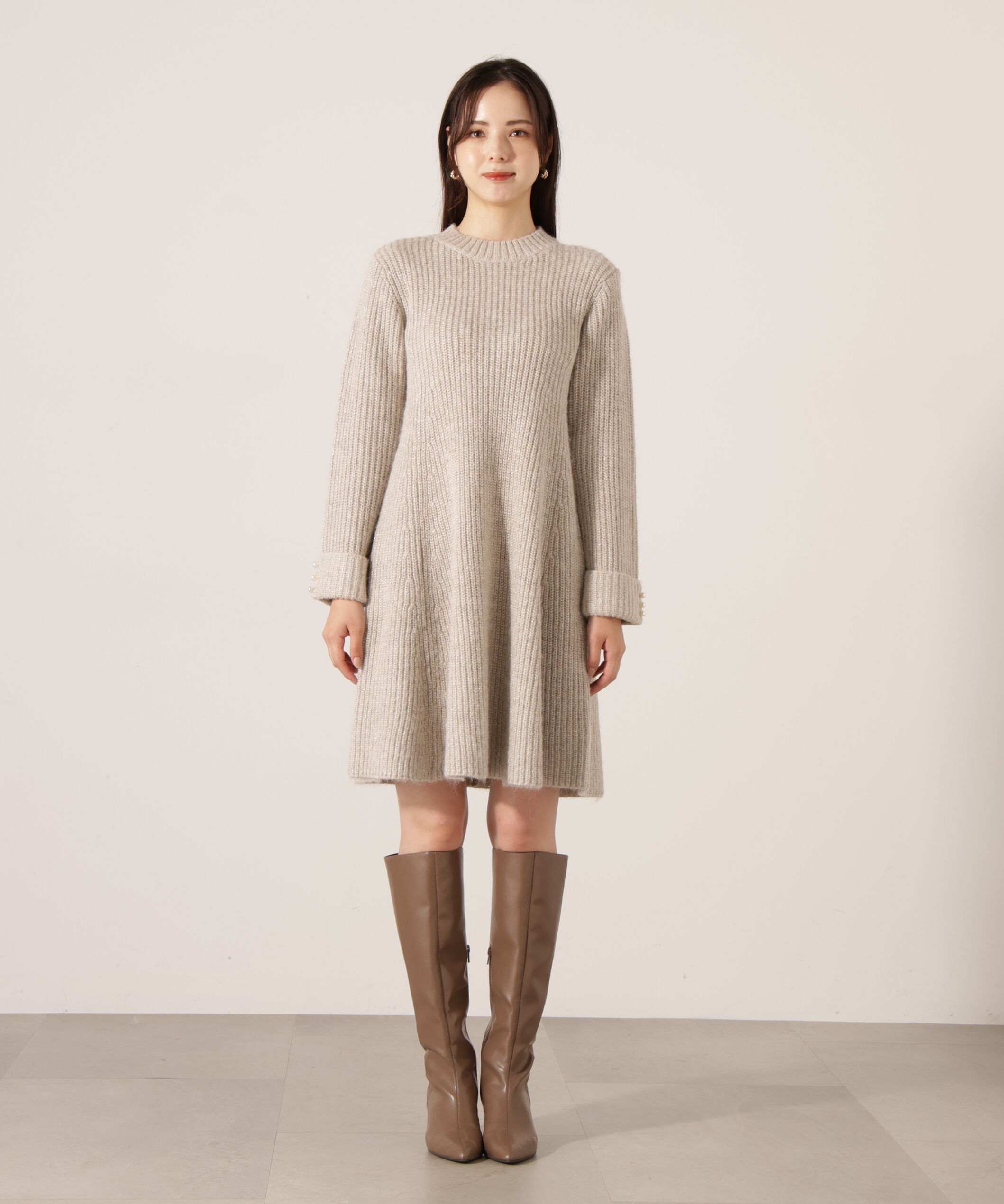 PROPORTION BODY DRESSING「ウールブレンドラメ入りニットミニワンピース　25AW」|ワンピース|