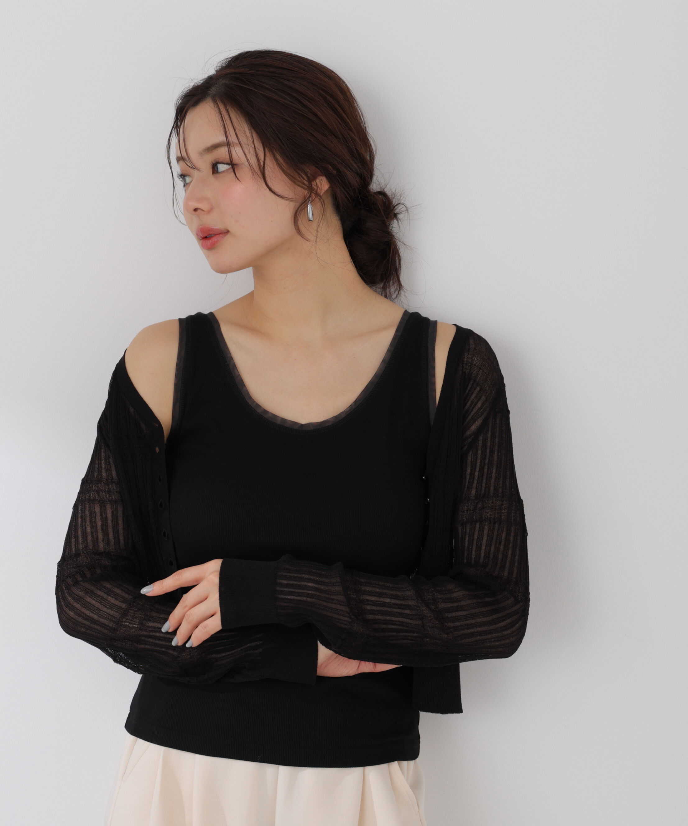 PROPORTION BODY DRESSING「チュールトリムタンクトップ 26SS」|Tシャツ・カットソー|