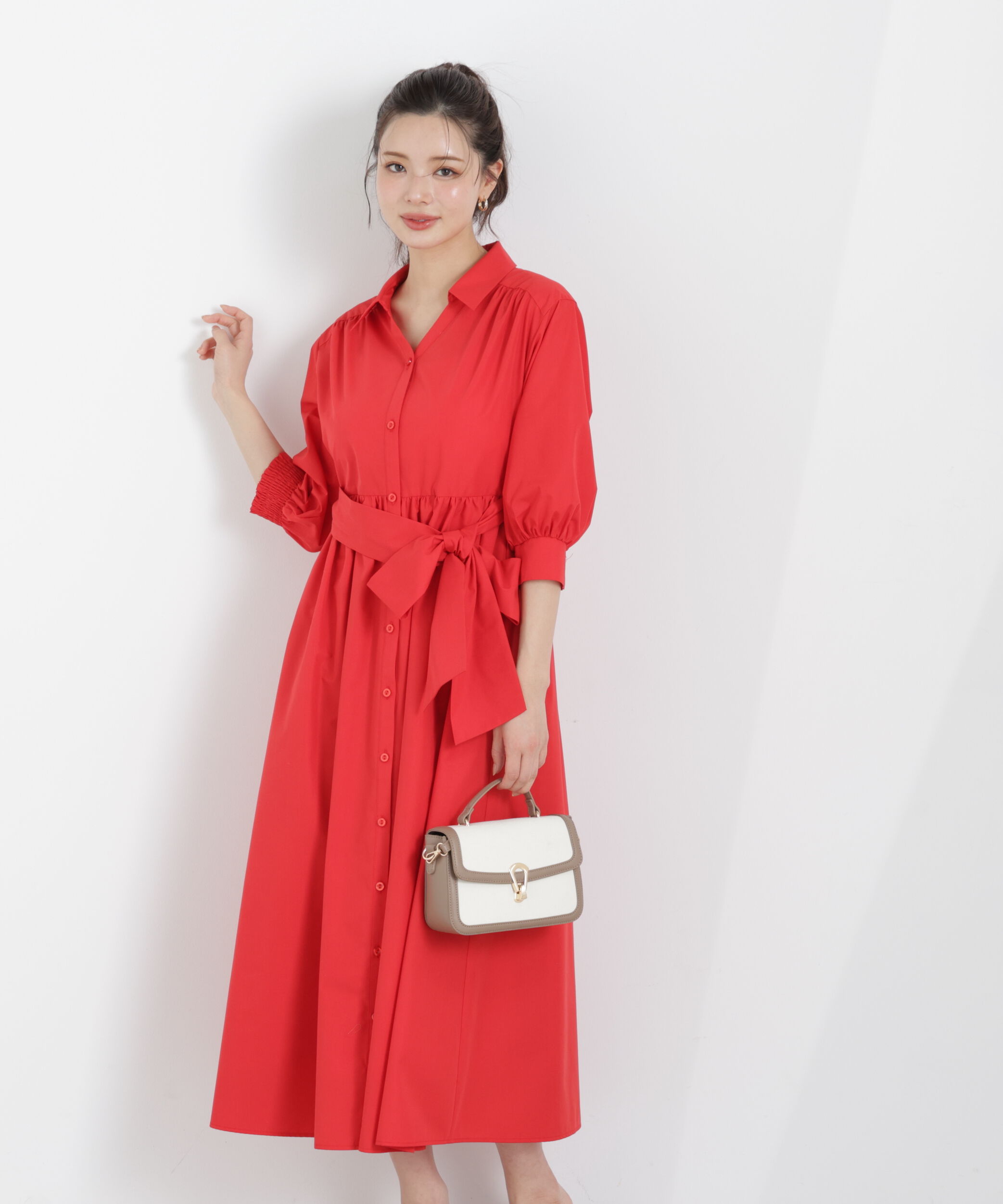 PROPORTION BODY DRESSING「リボン付きシャツワンピース　26SS」|ワンピース|
