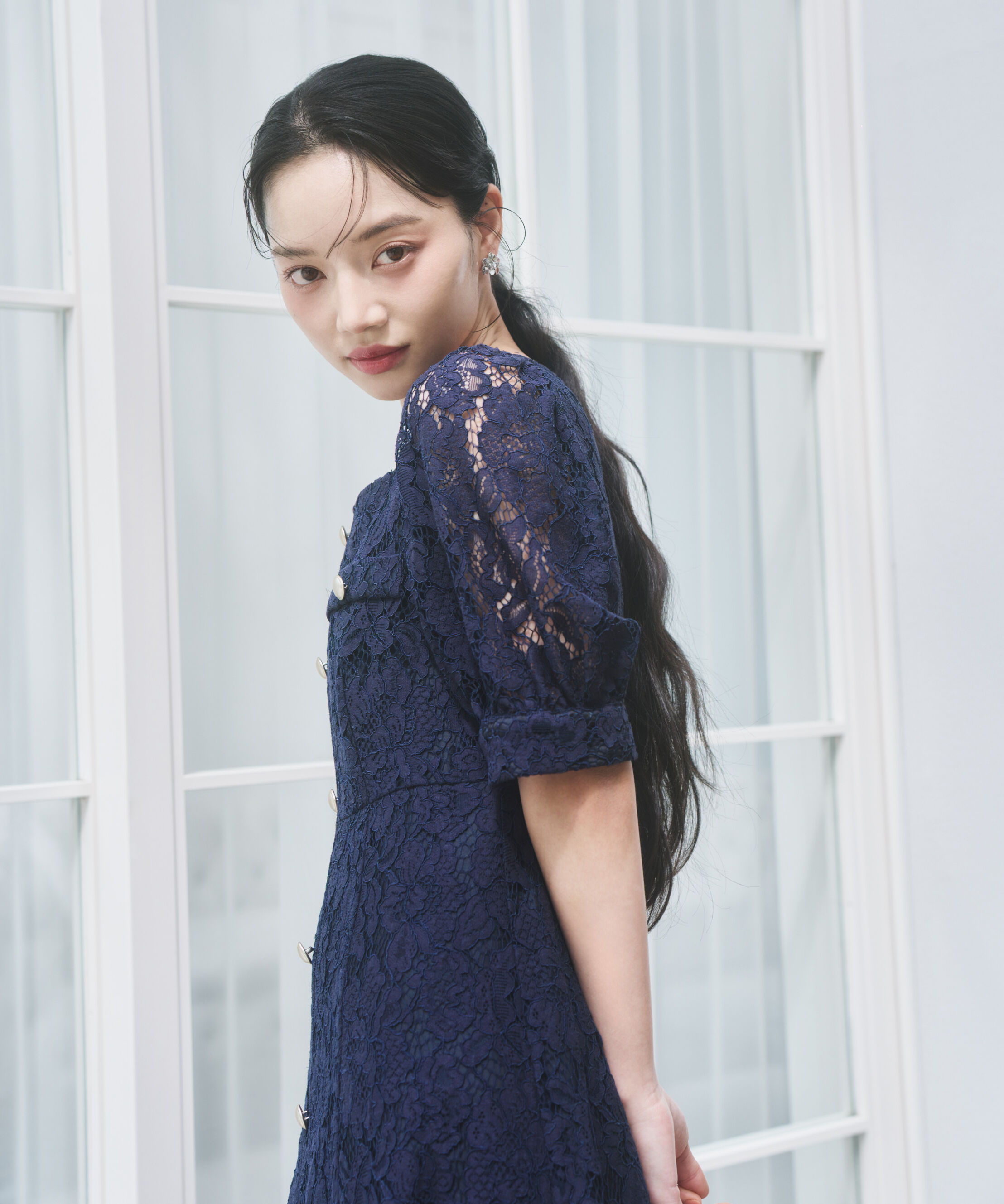 PROPORTION BODY DRESSING「フロントボタンレースワンピース 26SS」|ワンピース|