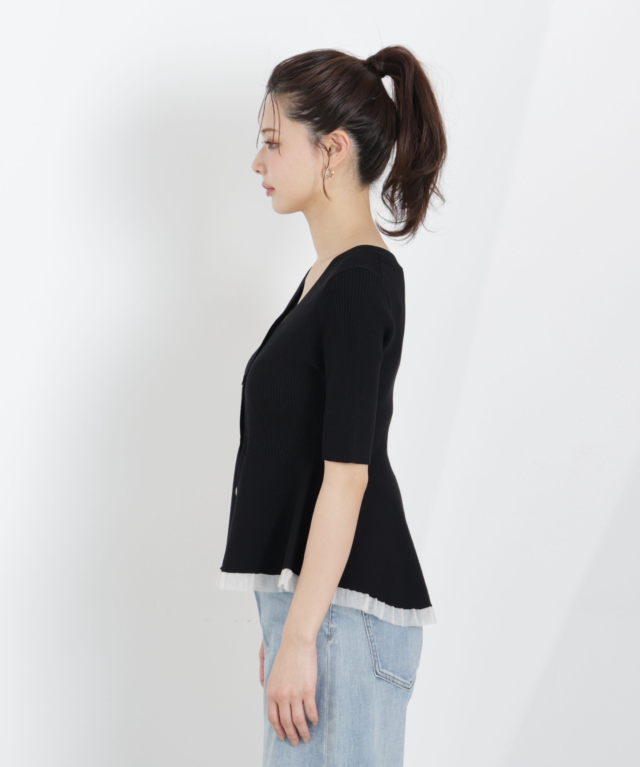 PROPORTION BODY DRESSING「部分シアーペプラムニット 26AW」|ニット・セーター|